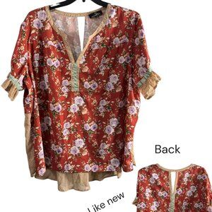 4x whimsical boho flowy floral top